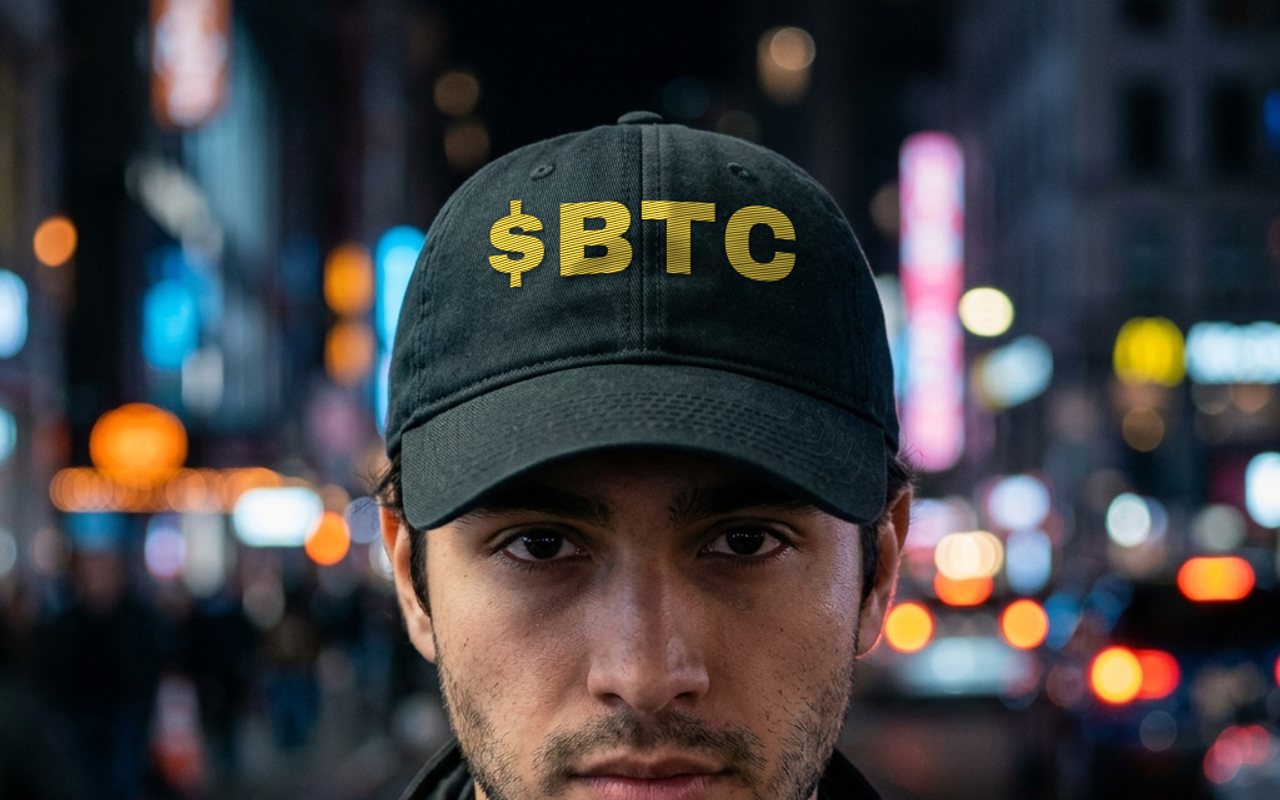 Lifestyle photo — $BTC cap at night
