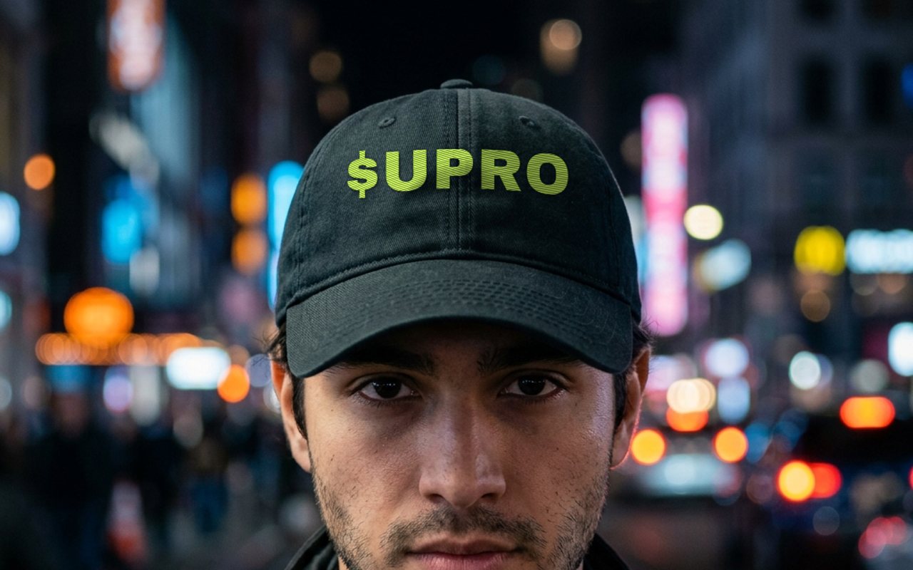 $UPRO embroidered hat, worn