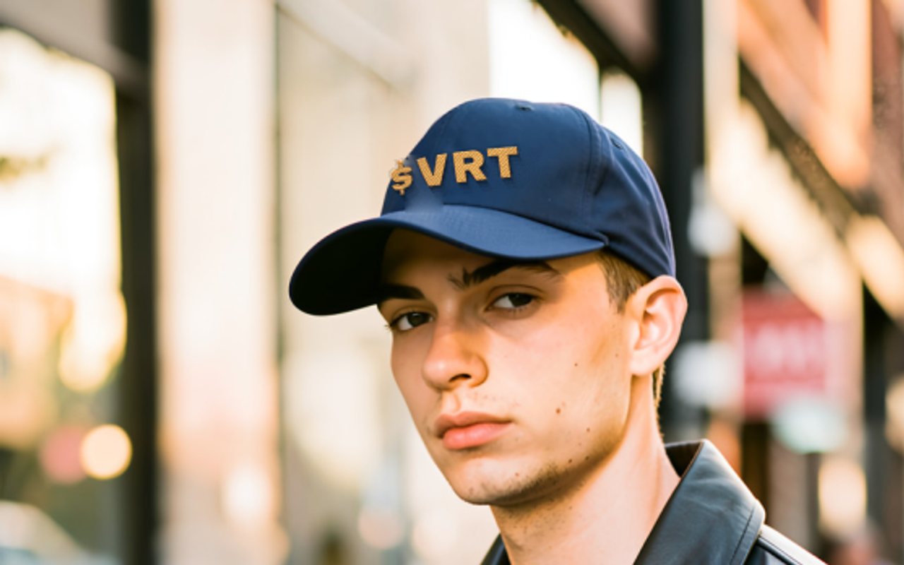 $VRT embroidered hat, worn